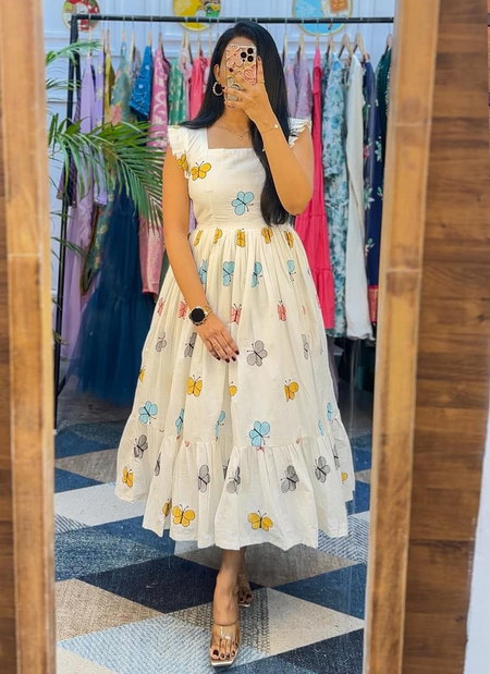Tew Chinon Viscose Butterfly Western Gown Best Wholesale Shop In Surat